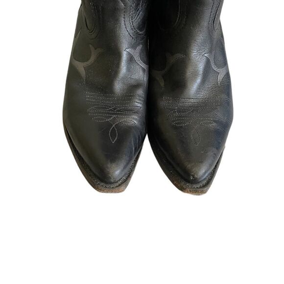 BOULET Leather Cowboy Boots Black Silver Grey 7.5 - Picture 5 of 12